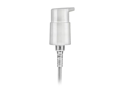 24-410 White Smooth Lotion Pump, Lock Up Head 6.875" Dip Tube (Output .5cc)