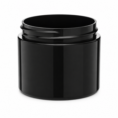 2 oz Black 58-400 Double Wall PP Straight Base Plastic Jar