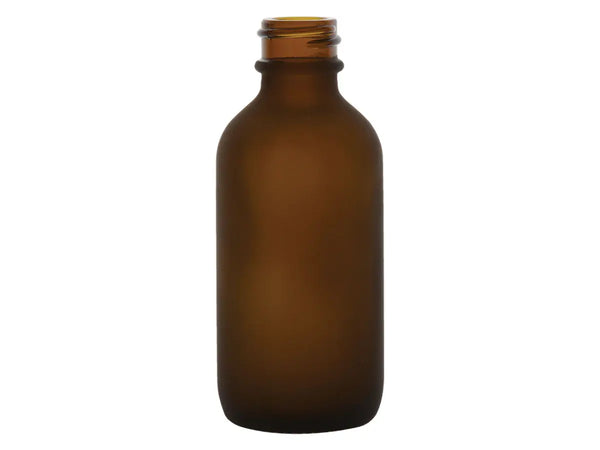2 oz Frosted Amber 20-400 Boston Round Glass Bottle