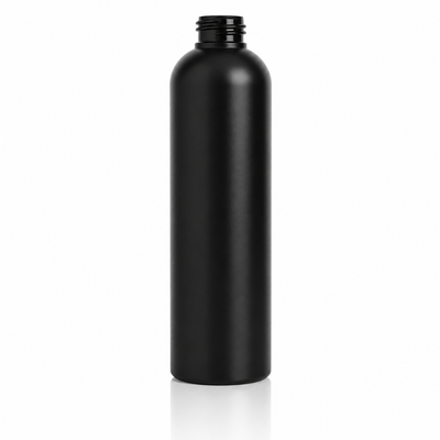 12 oz Black 24-410 Cosmo Round HDPE Plastic Bottle