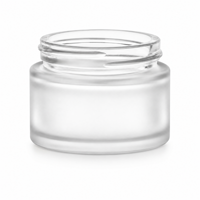 1 oz Frosted 48-400 Cosmetic Style Round Glass Jar