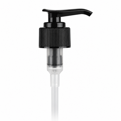 24-410 Black Fine Ribbed Lotion Pump lock down Head 7.5" Dip Tube (Output 2cc)