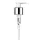 24-410 Silver/White Metal Shell Lotion Pump Lock-Up Head 6.0625" Dip Tube (Output 1.2cc)