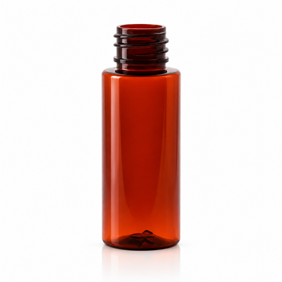 1 oz Dark Amber 20-410 PET Cylinder Round Plastic Bottle