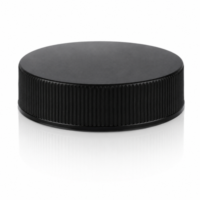 38-400 Black Ribbed Plastic Cap (Foam Liner)