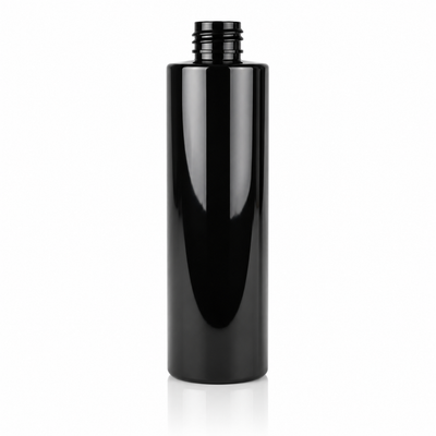 8 oz Black 24-410 PET Cylinder Round Plastic Bottle