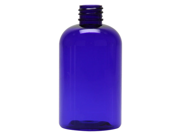 4 oz 20-410 Blue PET Boston Round Squat Plastic Bottle