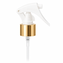 24-410 Gold/White Metal Shell Fine Mist Mini Trigger Style Sprayer (7.75" Dip Tube .21ml)