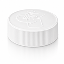 38-400 White Child-Resistant Cap with Pictorial Instructions (Pulp/Heat Induction Liner for PE)