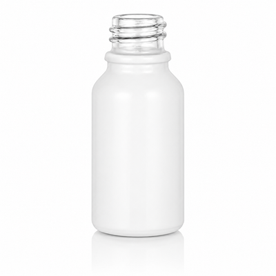 15 mL White Coated 18mm Dropper Fitment Glass Boston Round Bottle (Tamper Evident)