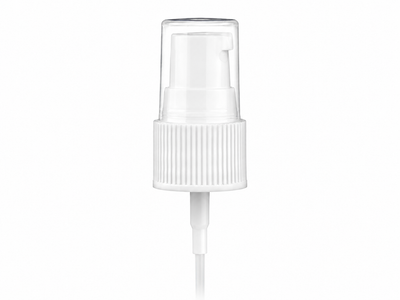 20-400 White Ribbed Cosmetic Treatment Pump (130mcl Output, 3.5625" Dip Tube)