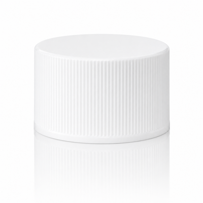 28-410 White Ribbed Cap (Heat Induction Seal for PET)