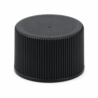 24-410 Black Ribbed Cap (Heat Induction Seal Liner for PET)