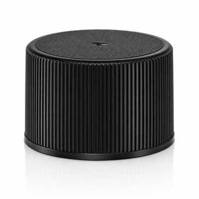 28-410 Black Fine-Ribbed Plastic Cap (Foam Liner)