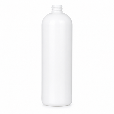 16 oz White 24-410 HDPE Cosmo Round Plastic Bottle