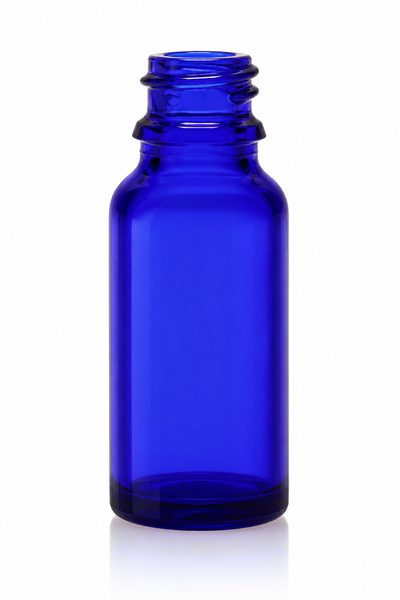 10 mL Blue Boston Round Glass Euro Dropper Bottle 18mm Tamper Evident Neck