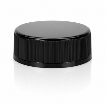 28-400 Black Ribbed Plastic Cap PP (Foam Liner)