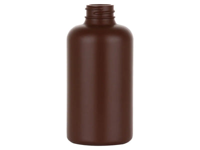 8 oz 28-400 Brown HDPE Boston Round Plastic Bottle