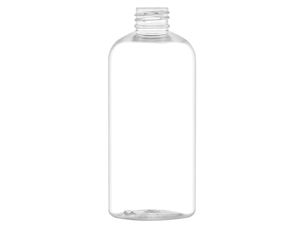 8 oz Clear 24-410 PET Boston Round Plastic Bottle