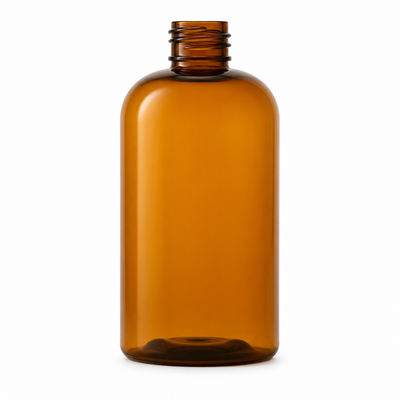 8 oz Amber 24-410 PET Boston Round Plastic Bottle