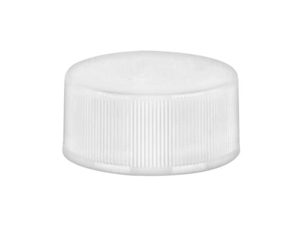 22-400 White Ribbed Plastic Cap (Foam Liner)
