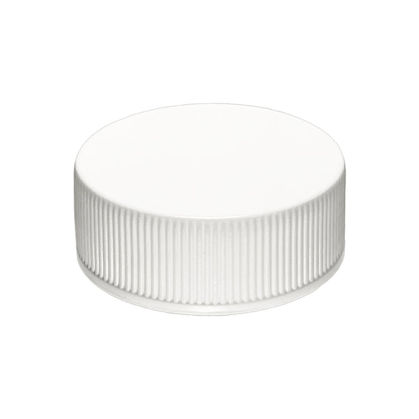 28-400 White Ribbed Plastic Cap (Heat Seal Liner - Clean Peel for PP/PE)