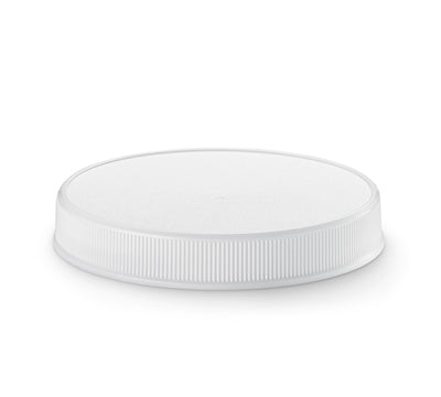 89-400 White Ribbed Plastic Cap (Pressure Sensitive Liner)