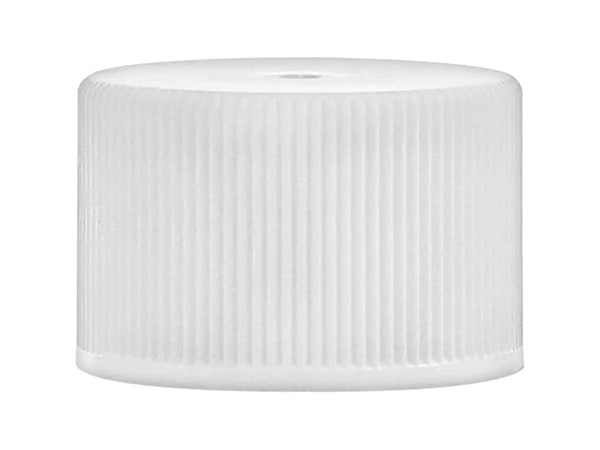24-410 White Ribbed Plastic Cap Matte Top (Foam Liner)