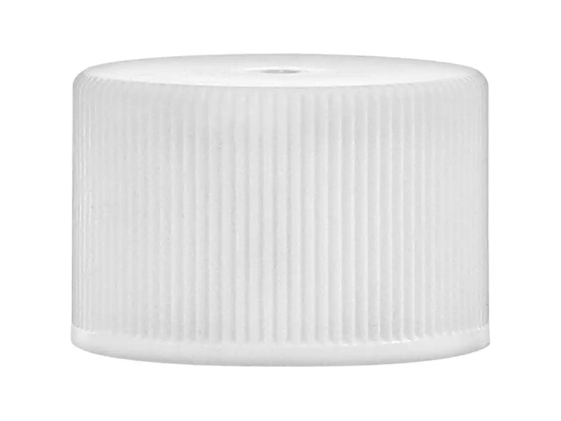24-410 White Ribbed Plastic Cap Matte Top (Foam Liner)