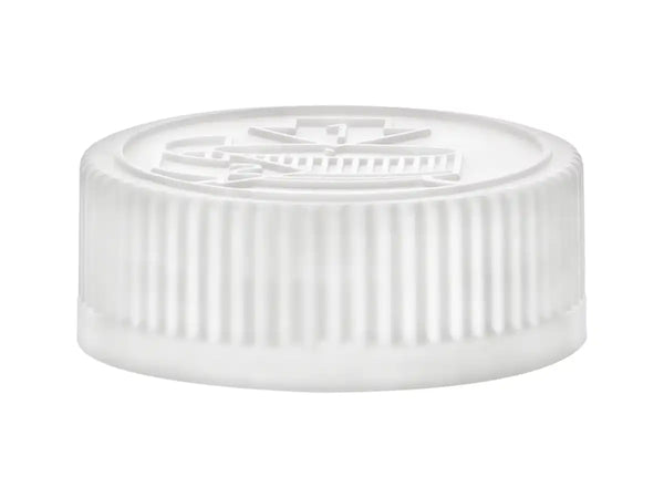 38-400 White Child-Resistant Cap with Pictorial Instructions (Heat Seal Liner)