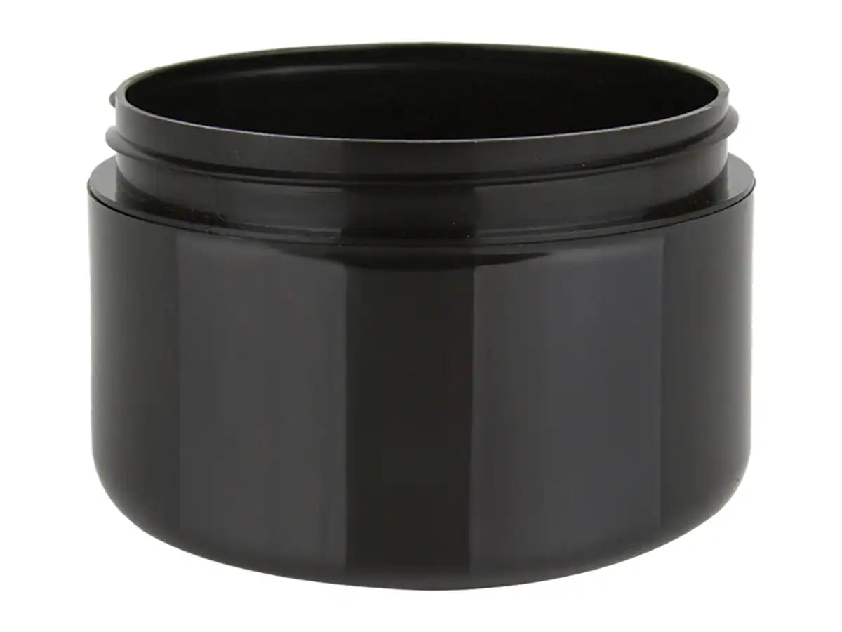 8 oz Black 89-400 Double Wall PP HDPE Inner Round Base Plastic Jar ...