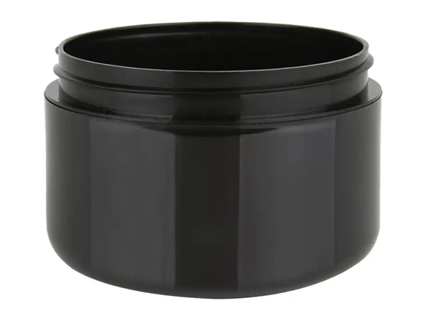 8 oz Black 89-400 Double Wall PP HDPE Inner Round Base Plastic Jar