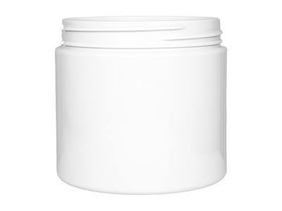 16 oz White 89-400 PET Single-Wall Round Plastic Jar