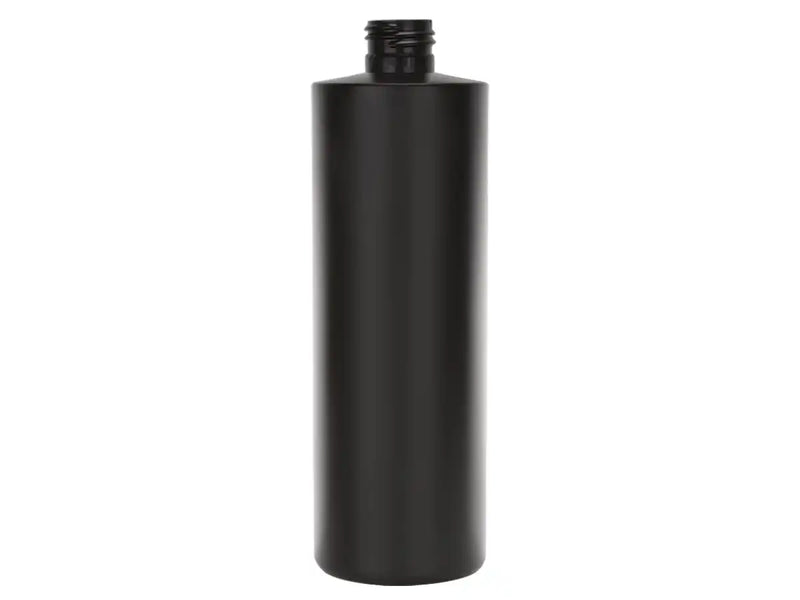 12 oz Black 24-410 Cylinder Round HDPE Plastic Bottle