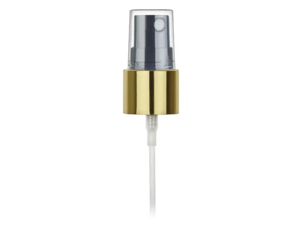 20-410 Gold/Black Fine Mist Sprayer Metal Shell 5.50" Dip Tube (.12ml-.14ml)
