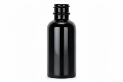 1 oz Black 20-400 Boston Round Glass Bottle