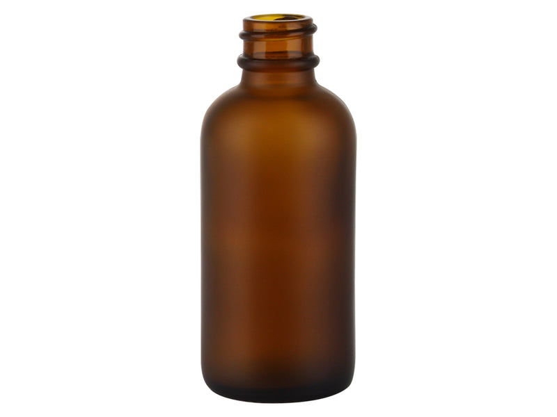 2 oz Frosted Amber 20-400 Boston Round Glass Bottle