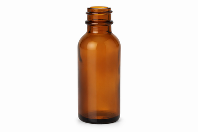 1 oz Amber 20-400 Glass Boston Round Bottle