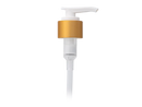 24-410 Brushed Gold/White Metal Shell Lotion Pump Lock down Head 6.0625" Dip Tube (2cc Output)