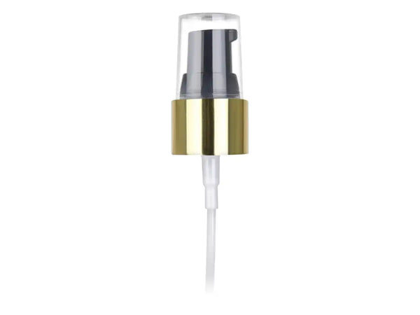 20-410 Gold/Black Cosmetic Treatment Pumps Metal Shell 4" Dip Tube (130mcl)