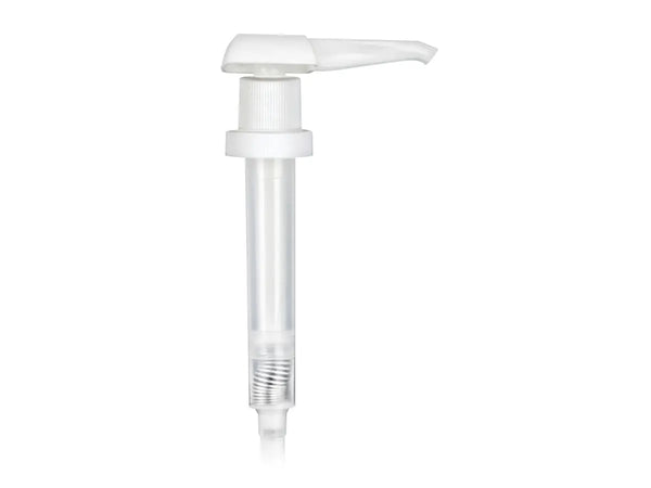 38-400 White Ribbed Lotion Pump lock down Head 11" Dip Tube (Output 30cc)