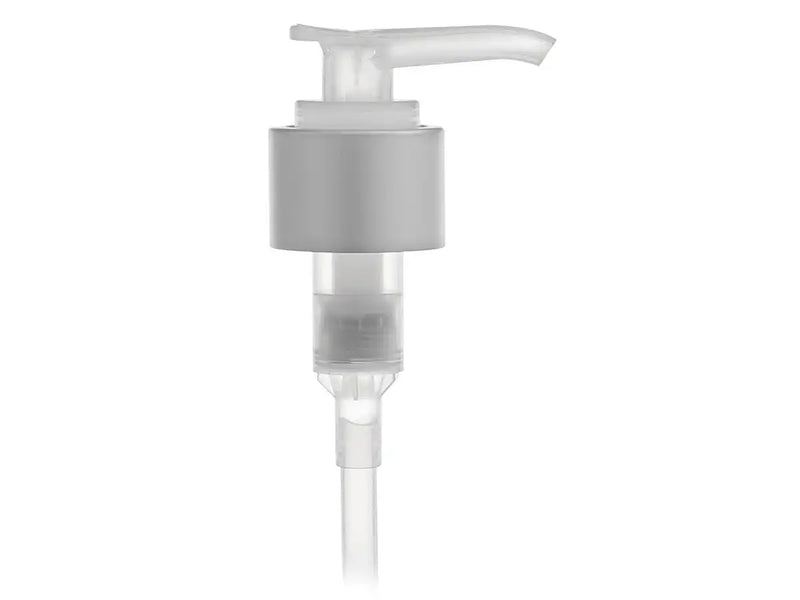 24-410 Brushed Aluminum/Natural Lotion Pump Metal-Shell 8.75" Dip Tube (2cc)