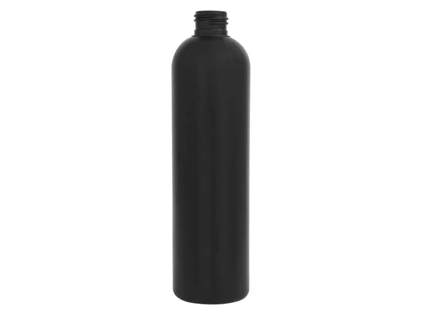12 oz Black 24-410 Cosmo Round HDPE Plastic Bottle
