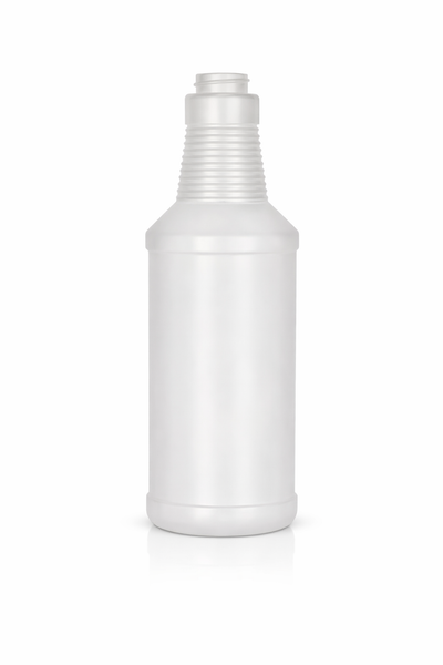 16 oz Natural 28-400 HDPE Carafe Style Round Ringed Neck Plastic Bottle