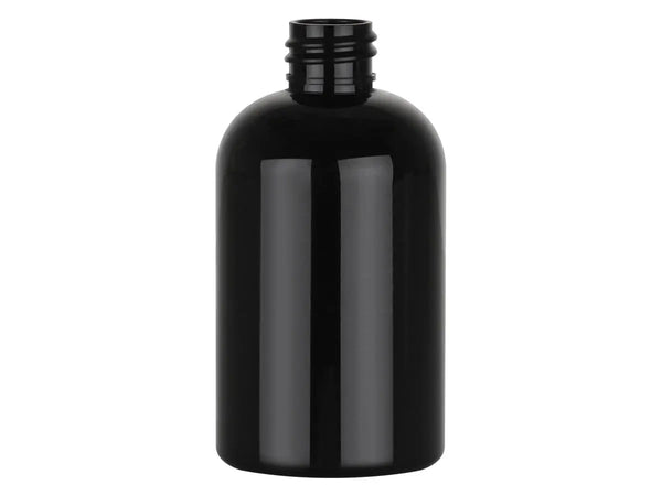 4 oz Black 20-410 Squat Boston Round PET Plastic Bottle