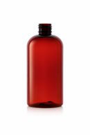 8 oz Dark Amber 24-410 Boston Round PET Plastic Bottle