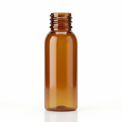 1 oz 20-410 Amber PET Plastic Cosmo Round Bottle