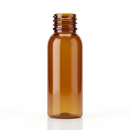 1 oz 20-410 Amber PET Plastic Cosmo Round Bottle