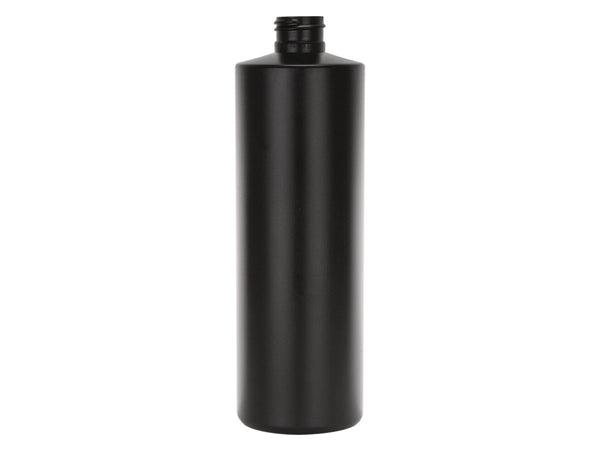 12 oz Black 24-410 HDPE Cylinder Round Plastic Bottle