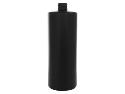 32 oz Black 28-410 HDPE Cylinder Round Plastic Bottle